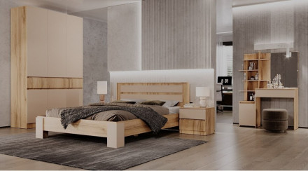 Шкаф 3-х створчатый Ленора, Дуб вотан/Кашемир 